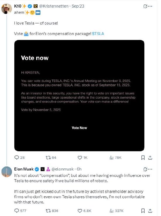 马斯克呼吁股东投票，以确保其对特斯拉有足够